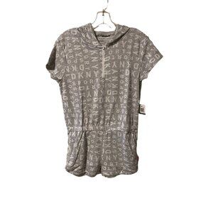 NWT DKNY Sport Girls Hooded Romper XL(14-16) Gray & White #K-4-85-0